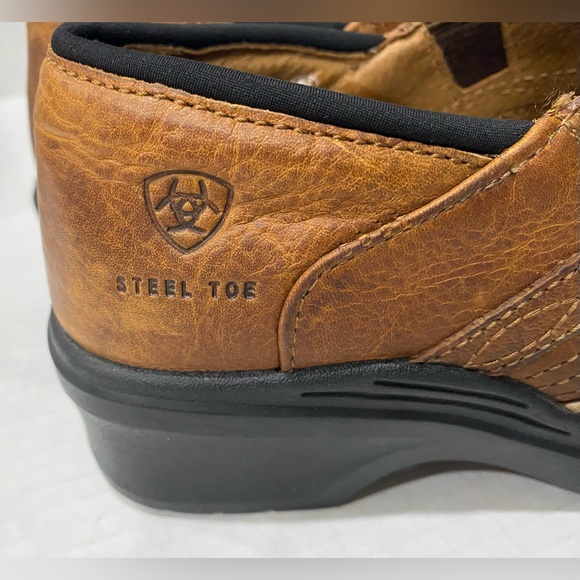 ARIAT STEEL TOE Brown Safety Clogs Slip On Leather Shoes 10002367 Womens 7.5 B - Picture 5 of 9